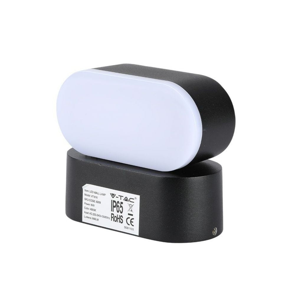 6W LED Wall Light Black Body Body IP65 Movable 4000K