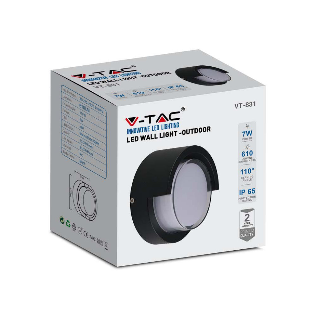 Luce a parete LED da 7W Sami-frame Black Round 3000K