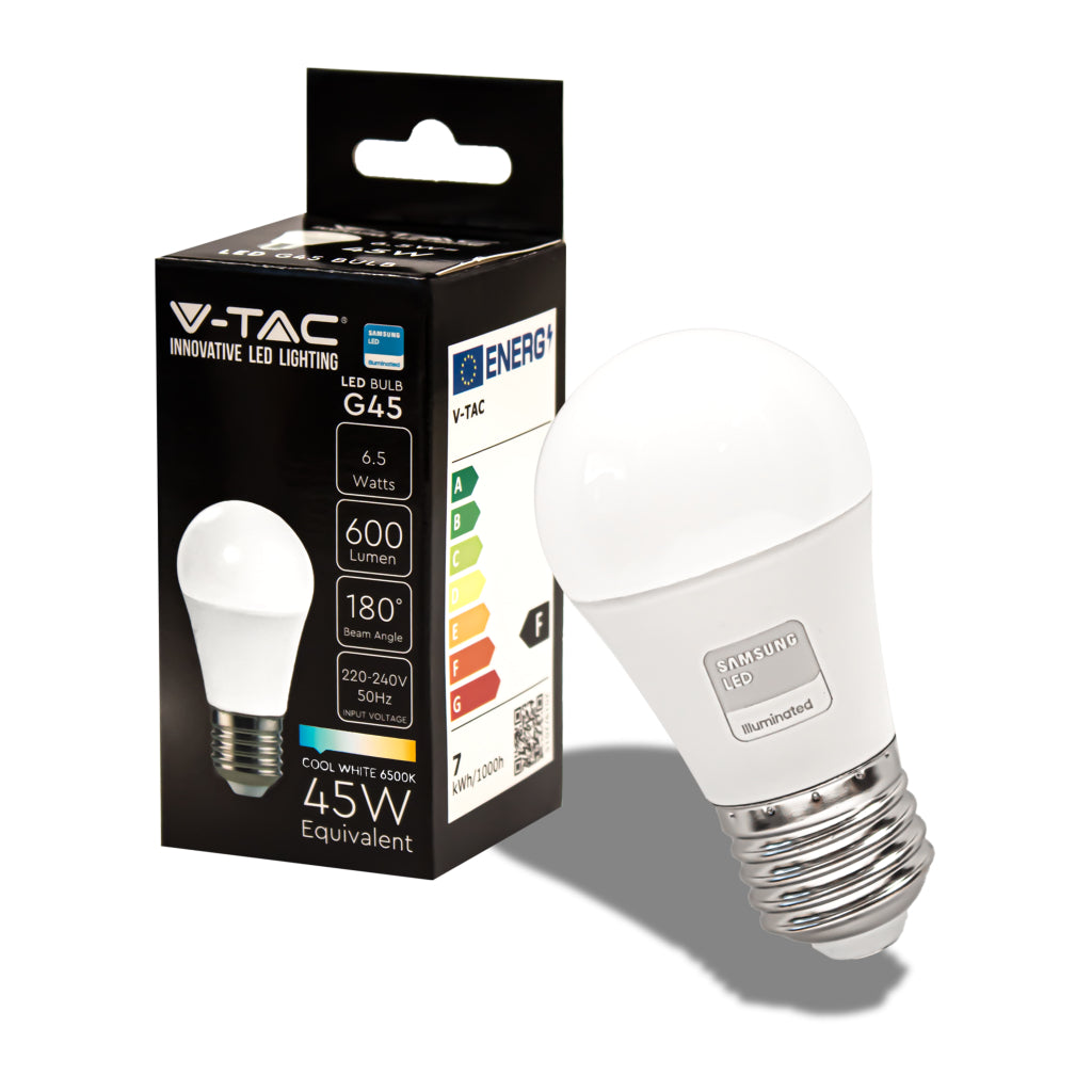 Bulbo LED - Samsung Chip 6.5W E27 G45 Plastica 6500K