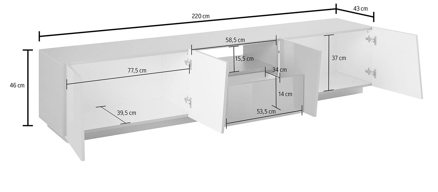 Mobile TV 2 Ante 1 Cassetto 220x43x46 cm Vega Ardesia