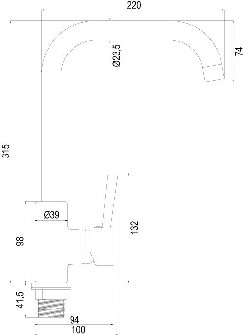 Miscelatore per cucina cromato minimalista