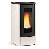 Dahiana - Stufa A Pellet Ventilata 10 Kw Con Porta Fuoco, Focolare E Braciere In Ghisa Colore Avorio 52X55X108 Cm - Nordica