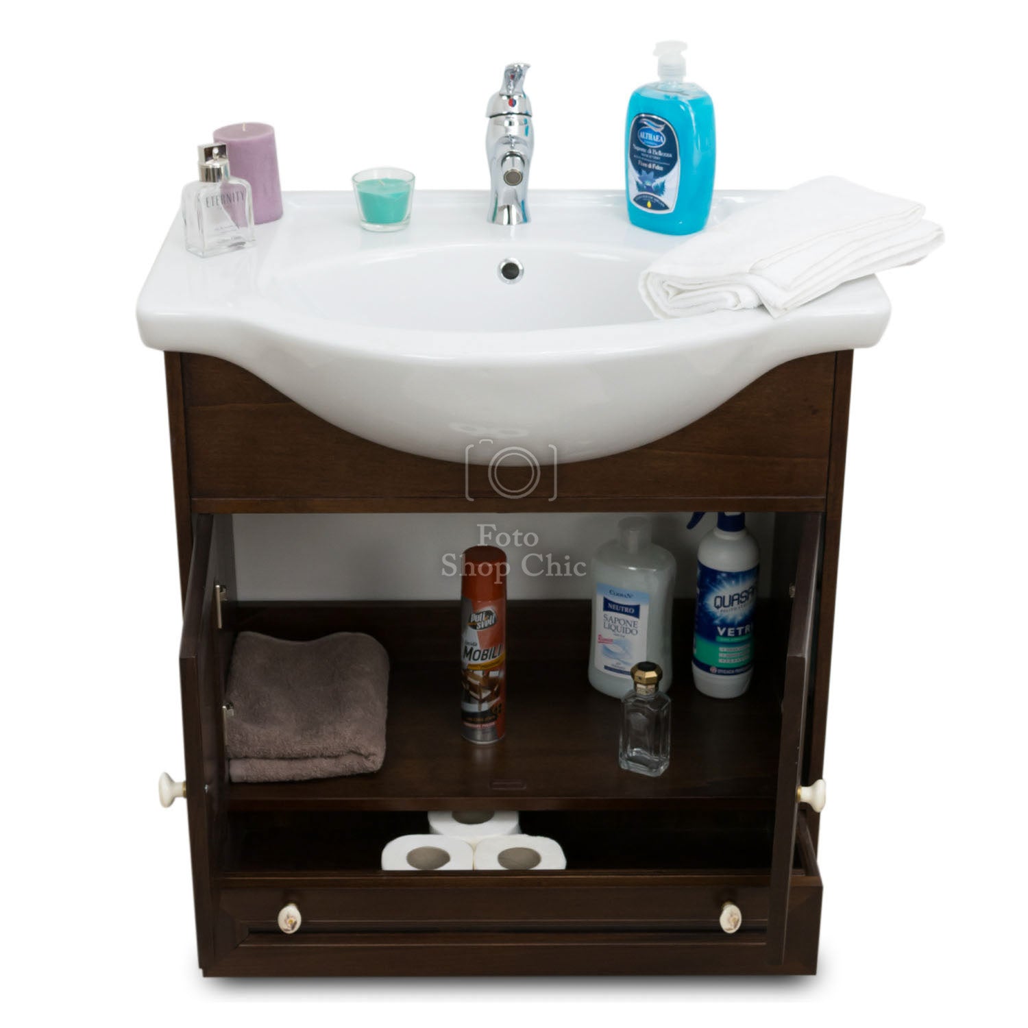 Arredo bagno in legno arte povera slim - 75 cm