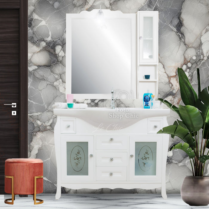 Mobile bagno completo shabby 105cm con specchio pensile