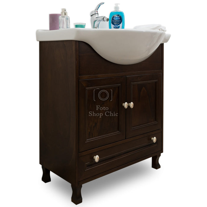 Arredo bagno in legno arte povera slim - 75 cm