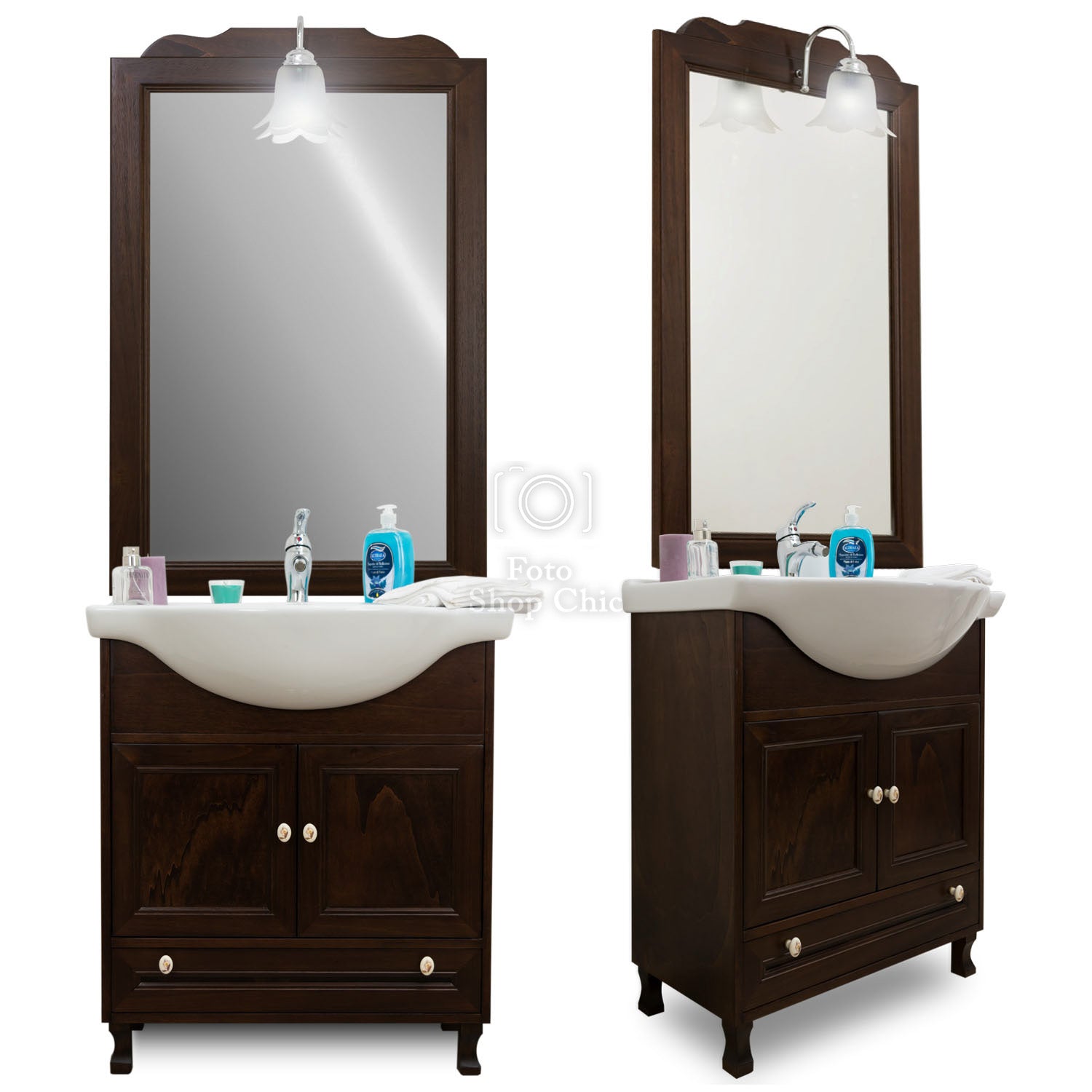 Arredo bagno in legno arte povera slim - 75 cm