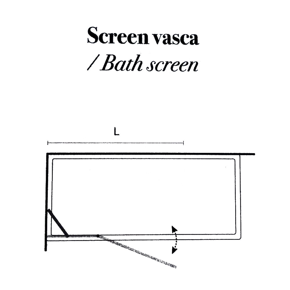 Parete Vasca a due pannelli cm 110 in cristallo trasparente da 6 mm temperato modello Rea di Vanita Docce