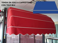 Tenda Sole Cappottina 5 Raggi Tempotest Parà Blu 13, Largh 1,50 x Sporgenza 1,40, UV-Resistente Giardino, Balcone