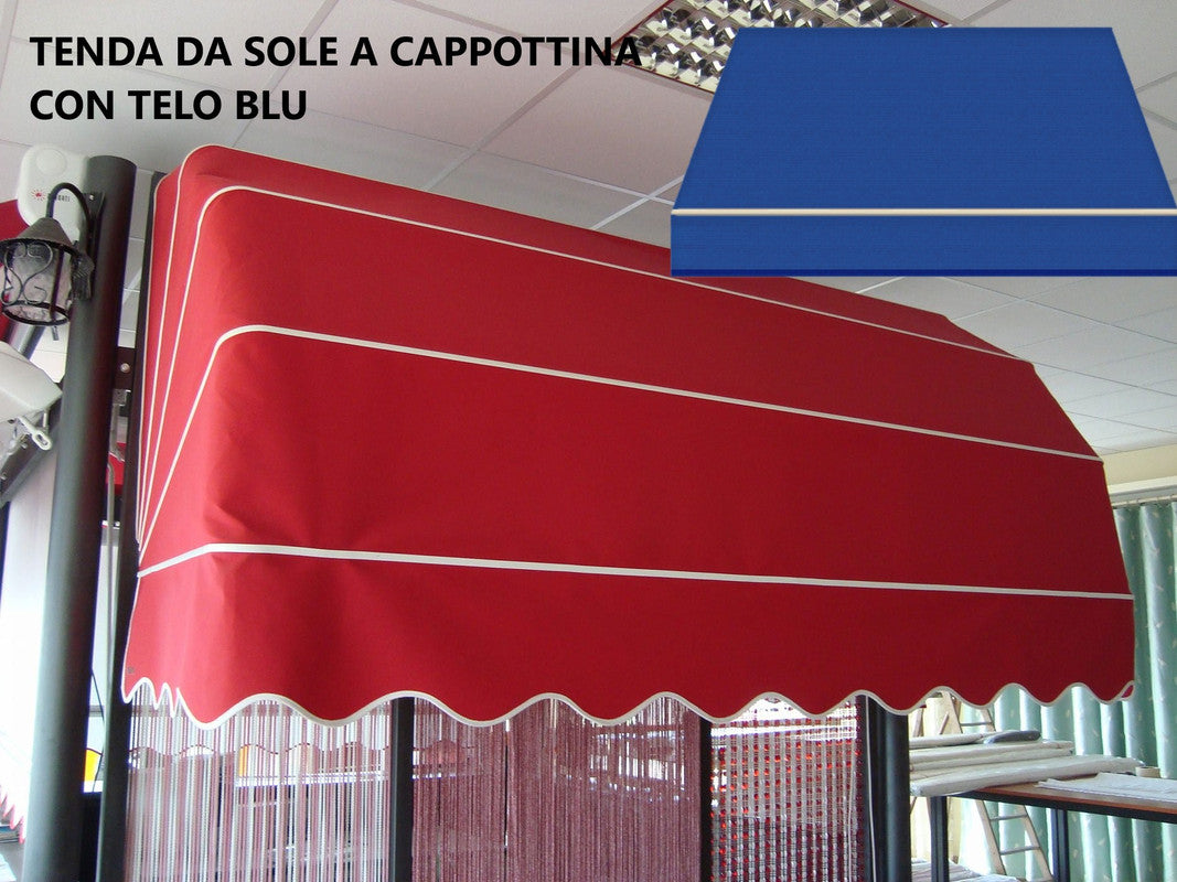 Tenda Sole Cappottina 5 Raggi, Tessuto Tempotest Parà Blu 13, Largh 3 x Sporgenza 1,40, UV-Resistente Giardino, Balcone