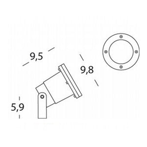 Faretto Da Esterno Moderno Spot Alluminio E Vetro Nero 1 Luce Gu10