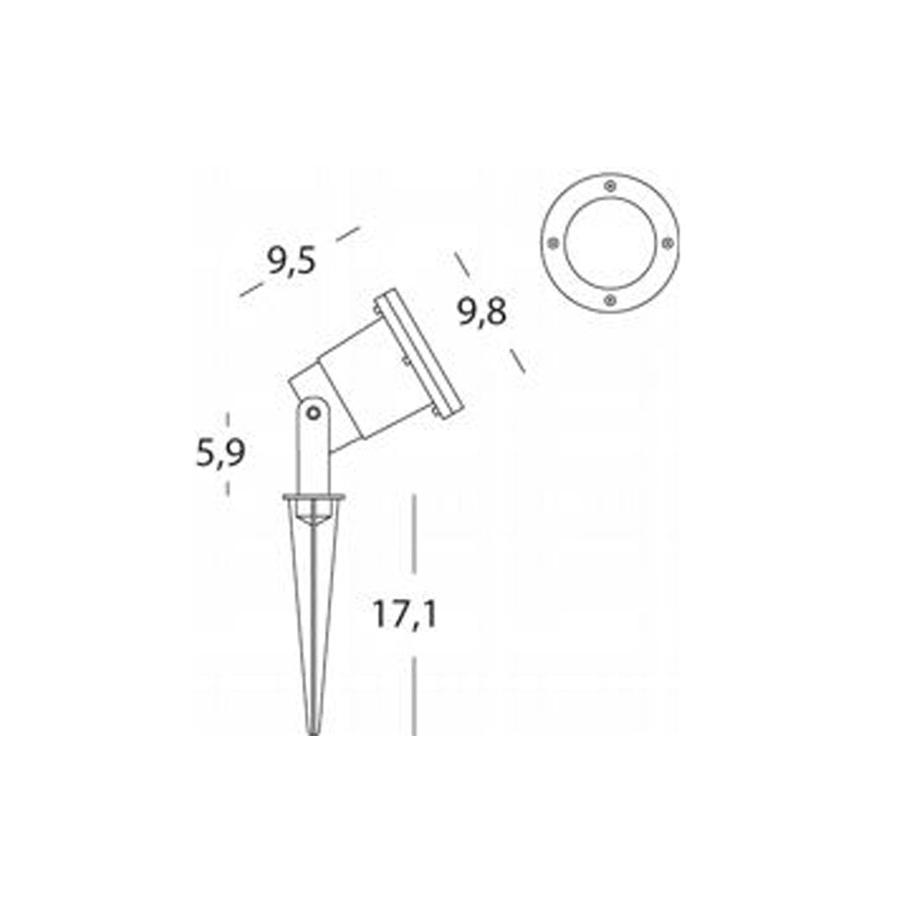 Faretto Esterno Con Picchetto Moderno Spot Alluminio E Vetro Nero 1 Luce Gu10