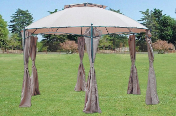 Gazebo da Giardino Ø 350 cm in Acciaio Bauer Beige