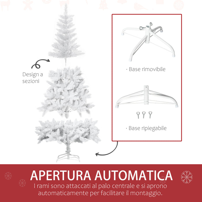 Albero di Natale Artificiale 180 cm 550 Rami in PVC Bianco