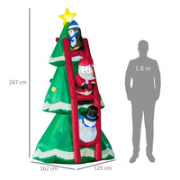 Albero di Natale Gonfiabile 162x125x247 cm con Babbo Natale e Luci LED