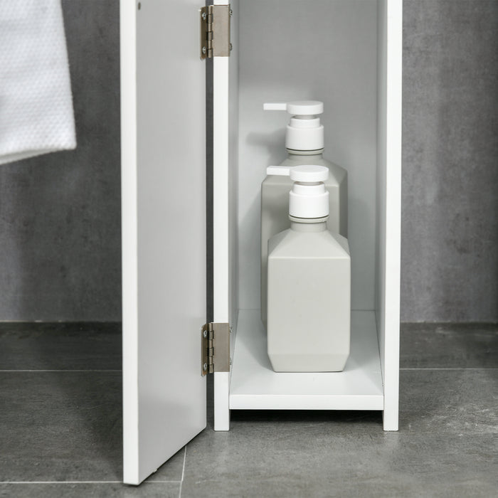 Mobile a Colonna 2 Ripiani 2 Armadietti 15,2x29,8x118 cm in MDF e  Legno Truciolare Bianco