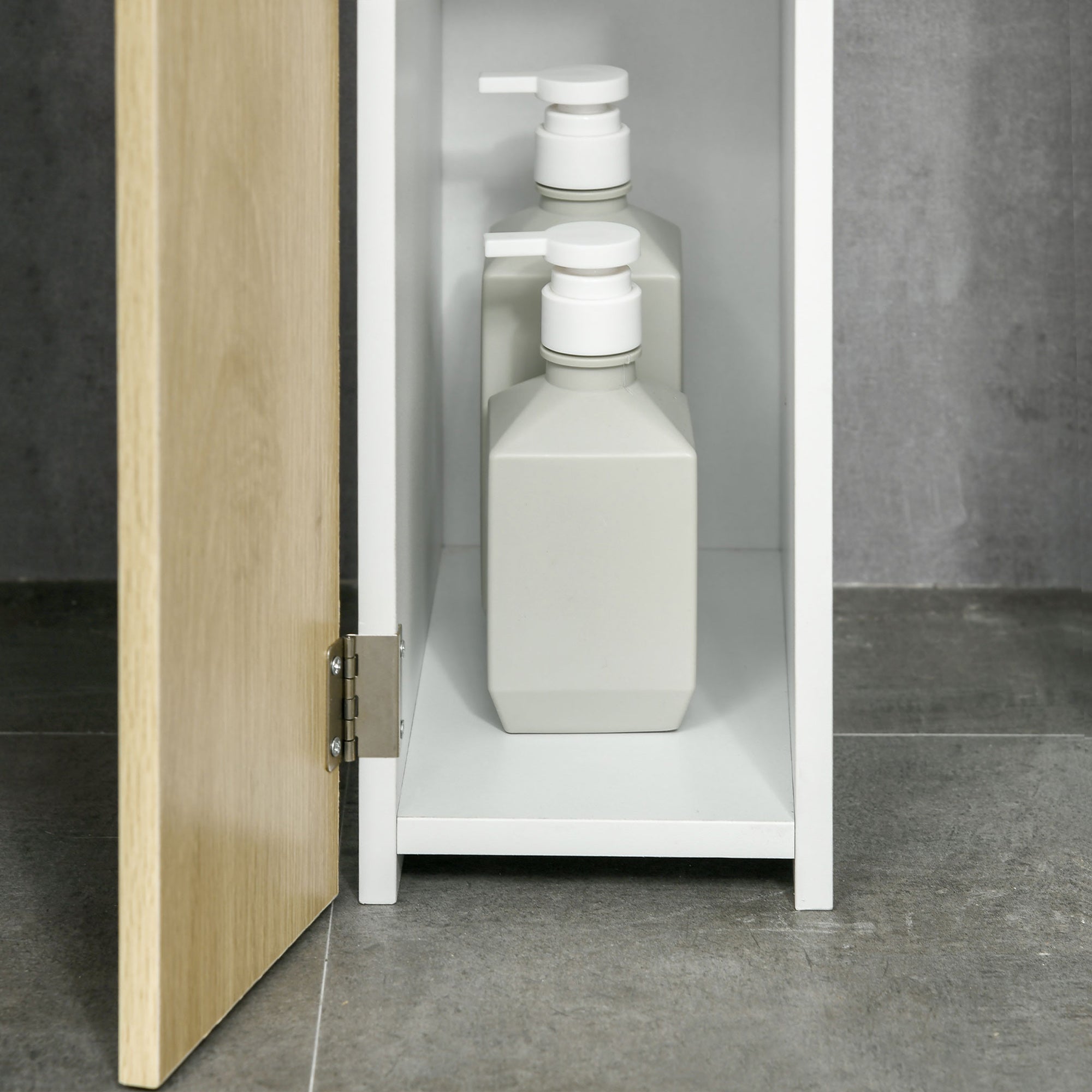 Mobile a Colonna 2 Ripiani 2 Armadietti 15,2x29,8x118 cm in MDF e  Legno Truciolare Bianco e Legno