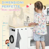 Cucina Giocattolo per Bambini con Utensili Luci ed Effetti Sonori in MDF e PP Bianca