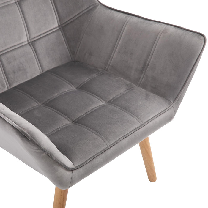 Poltroncina Imbottita 64x62x72,5 cm in Tessuto Effetto Velluto Grigio