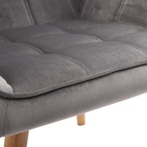 Poltroncina Imbottita 64x62x72,5 cm in Tessuto Effetto Velluto Grigio