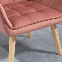 Poltroncina Imbottita 68,5x61x72,5 cm in Tessuto Effetto Velluto Rosa