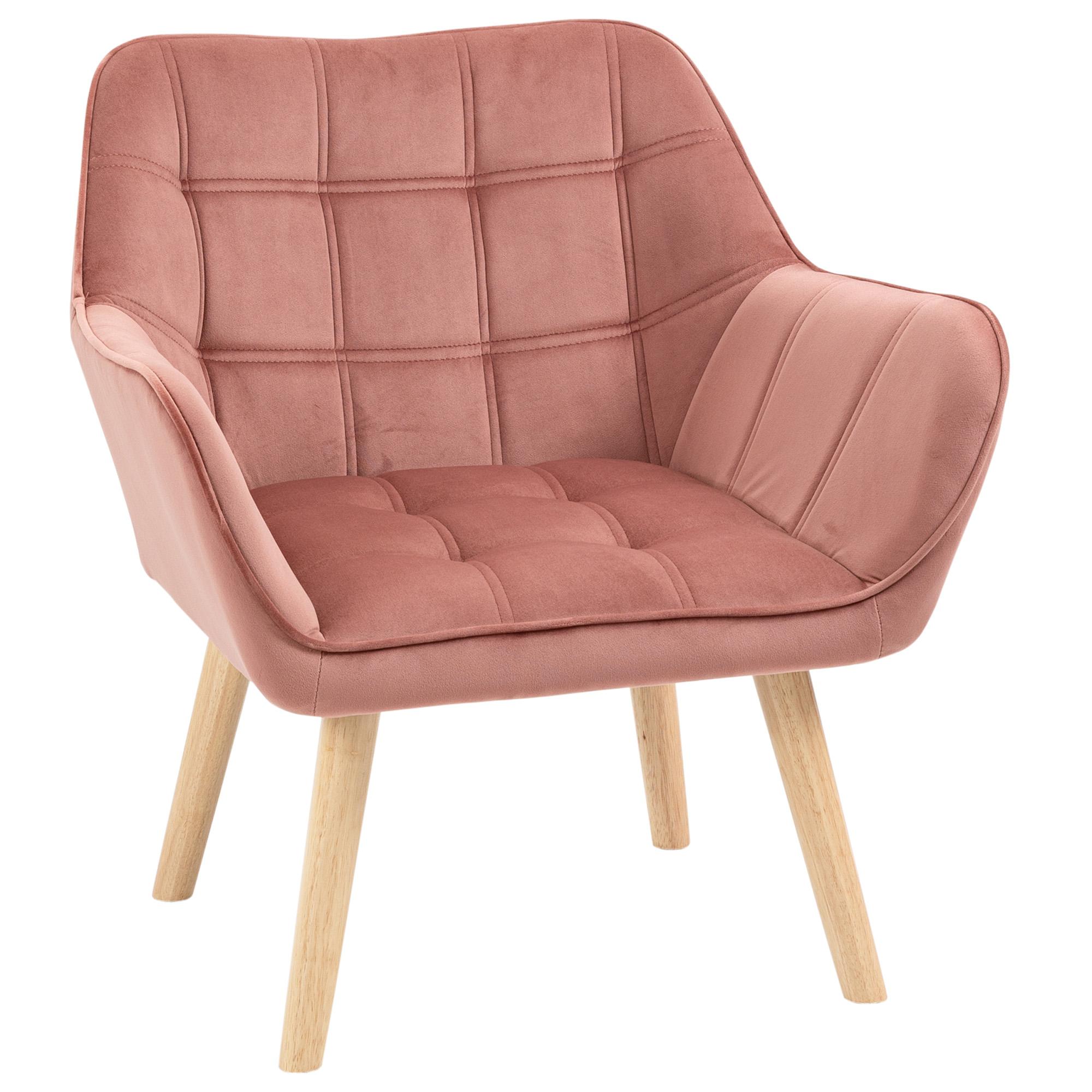 Poltroncina Imbottita 68,5x61x72,5 cm in Tessuto Effetto Velluto Rosa