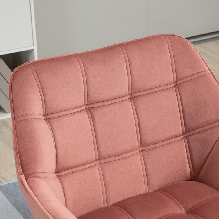 Poltroncina Imbottita 68,5x61x72,5 cm in Tessuto Effetto Velluto Rosa