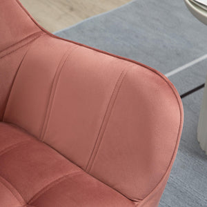 Poltroncina Imbottita 68,5x61x72,5 cm in Tessuto Effetto Velluto Rosa