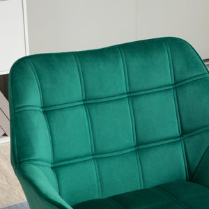 Poltroncina Imbottita 64x62x72,5 cm in Tessuto Effetto Velluto Verde