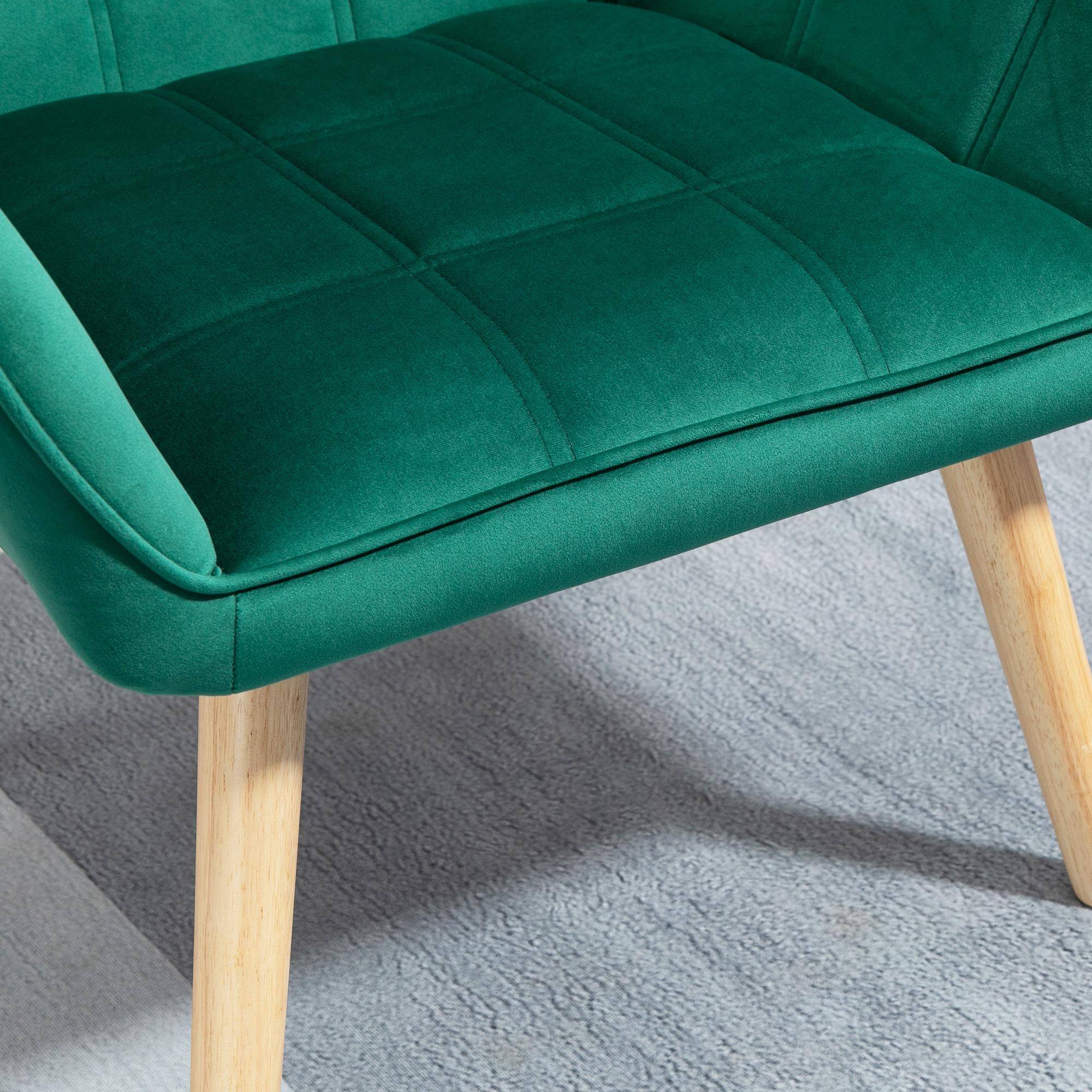 Poltroncina Imbottita 64x62x72,5 cm in Tessuto Effetto Velluto Verde