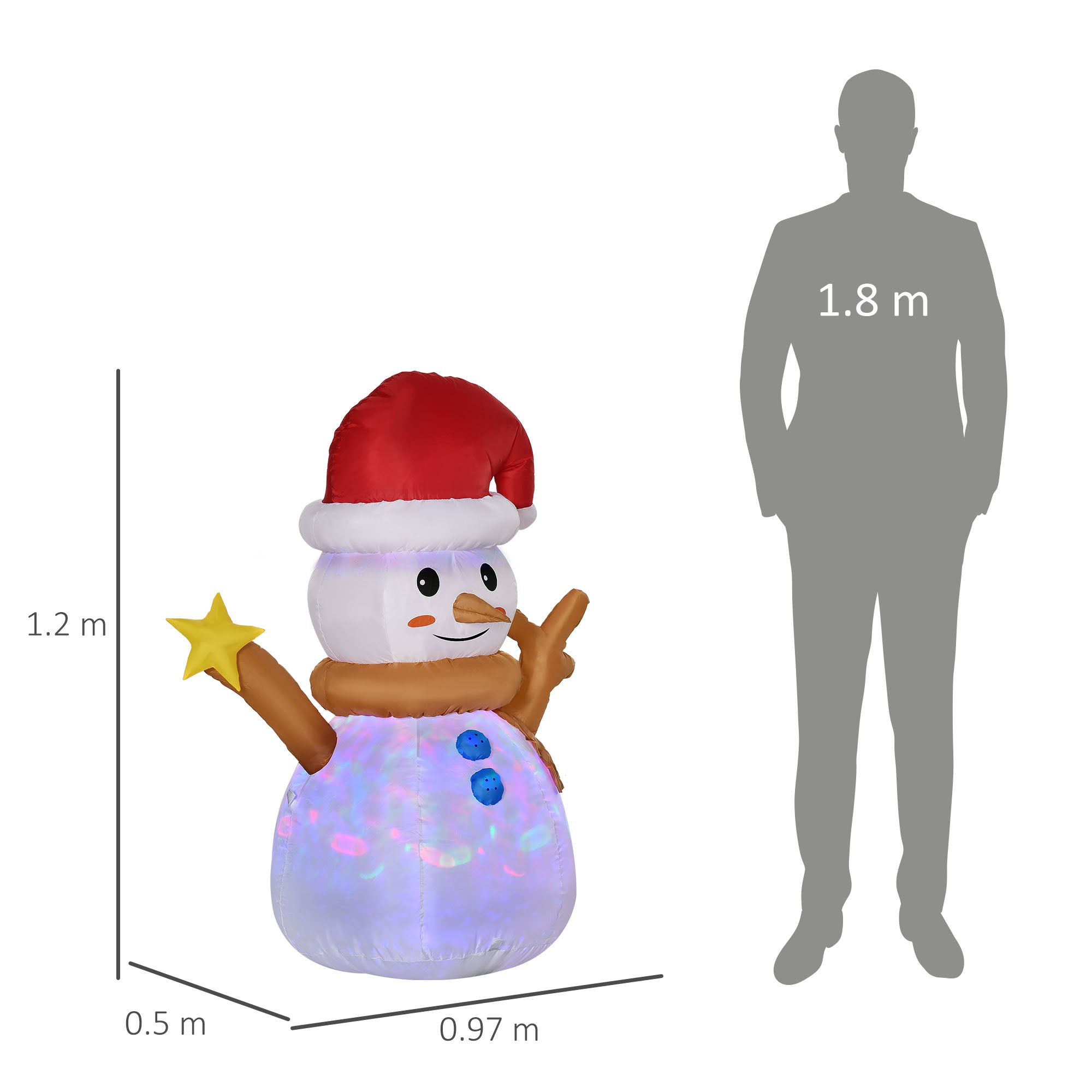 Pupazzo di Neve Gonfiabile 97x50x120 cm con Luci LED