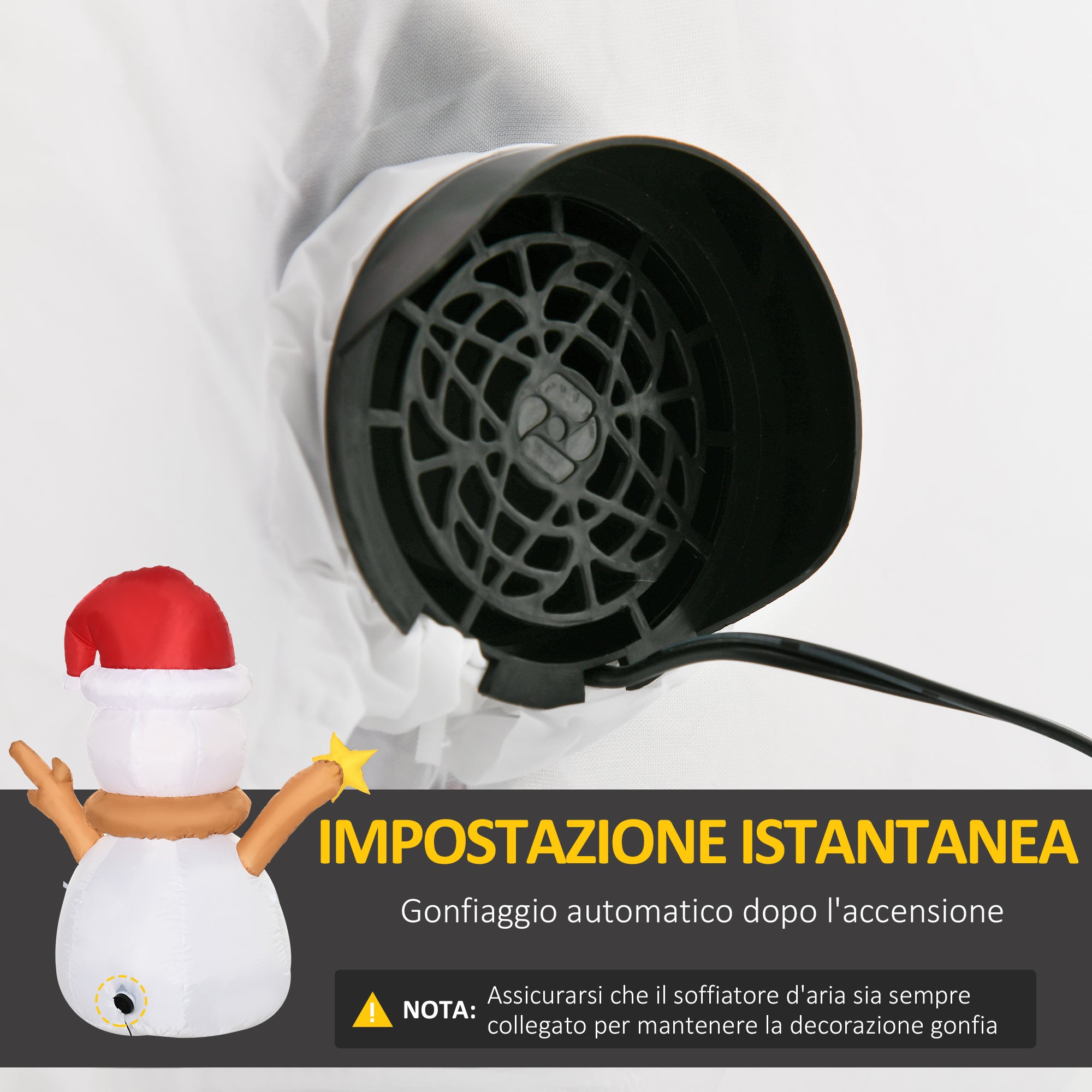 Pupazzo di Neve Gonfiabile 97x50x120 cm con Luci LED