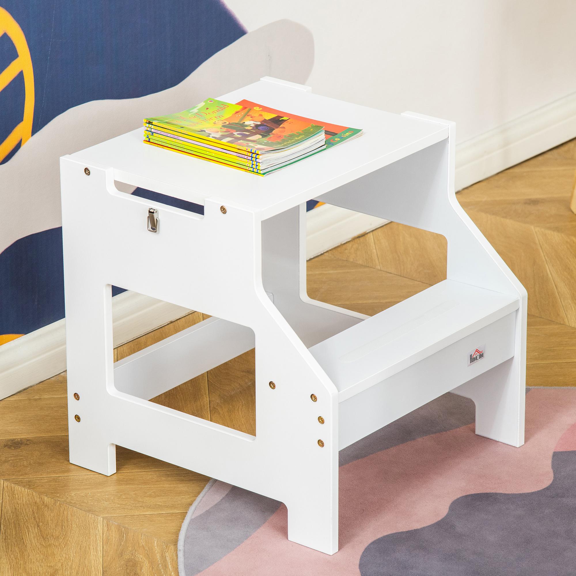 Torre Scala Montessoriana per Bambini 42x44x86 cm con Sgabello e Lavagna Bianca