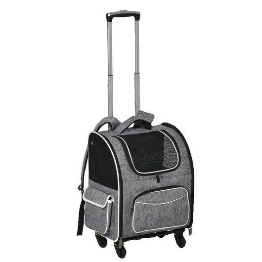 Trolley Zaino Trasportino per Cani e Gatti 43x33x51,5 cm in Tessuto Oxford e Poliestere Grigio e Nero