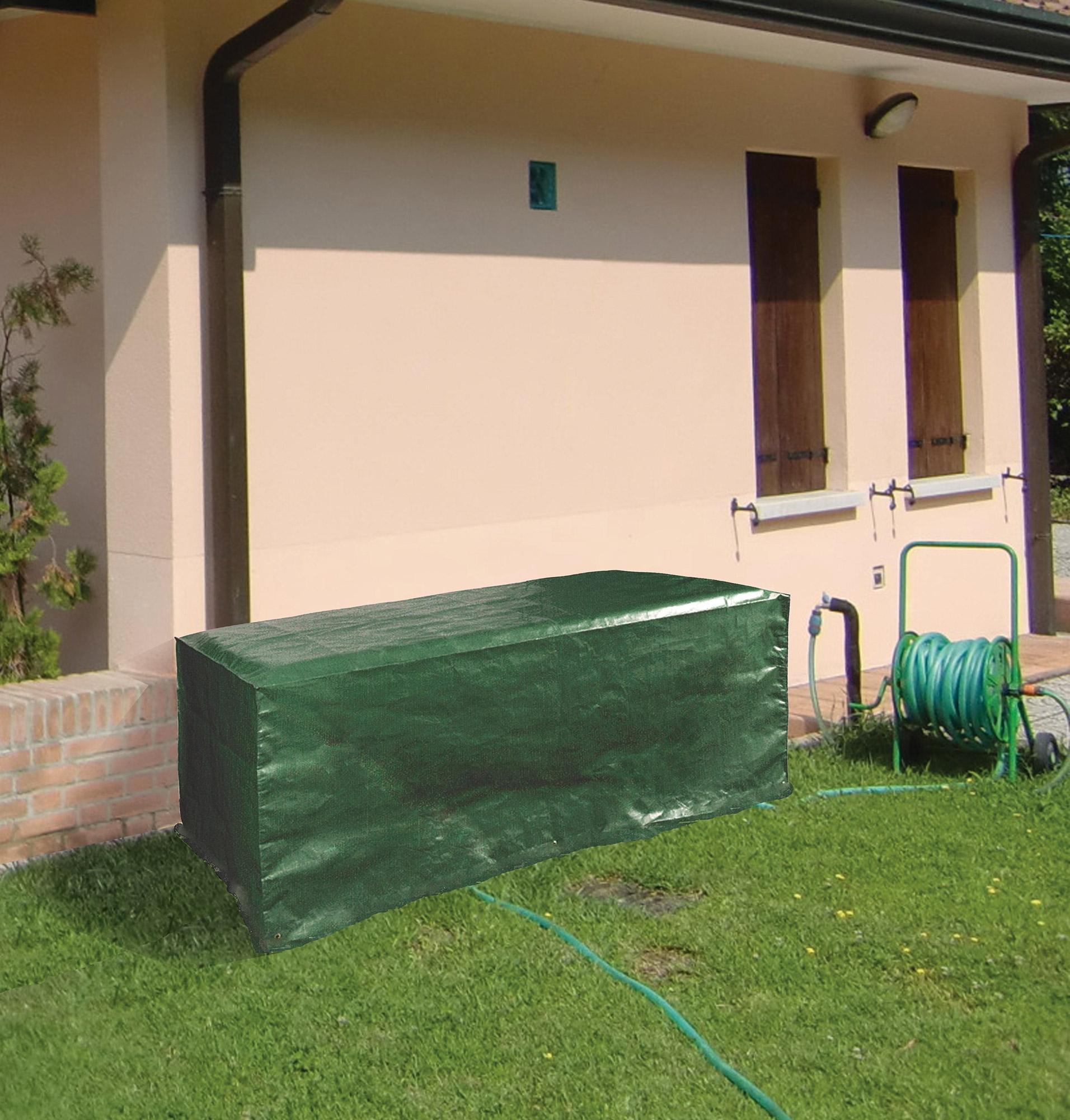 Telo Impermeabile 205x105x70cm in Poliestere per Tavoli Rettangolari da Giardino Bauer Verde