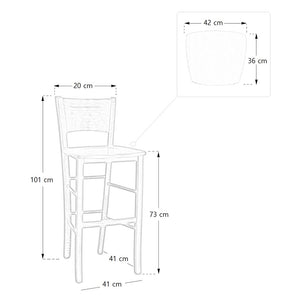 Sgabello bar lucy in legno noce scuro h 73 con seduta massello