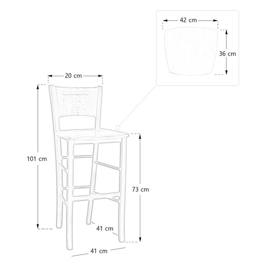 Sgabelli bar lucy in legno noce scuro h 73 con seduta massello x 2