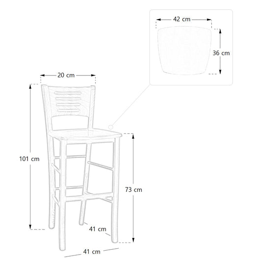 Sgabello bar verona in legno noce scuro h 73 con seduta massello