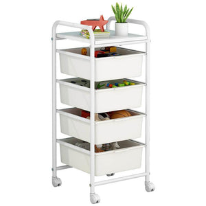 Carrello da Cucina 4 Cassetti 32,5x36,5x73 cm in Plastica Daria Bianca