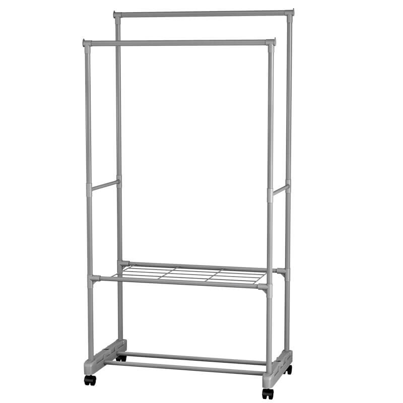 Stender Appendiabiti Doppio 77x39x157 cm in Metallo Wild Grigio