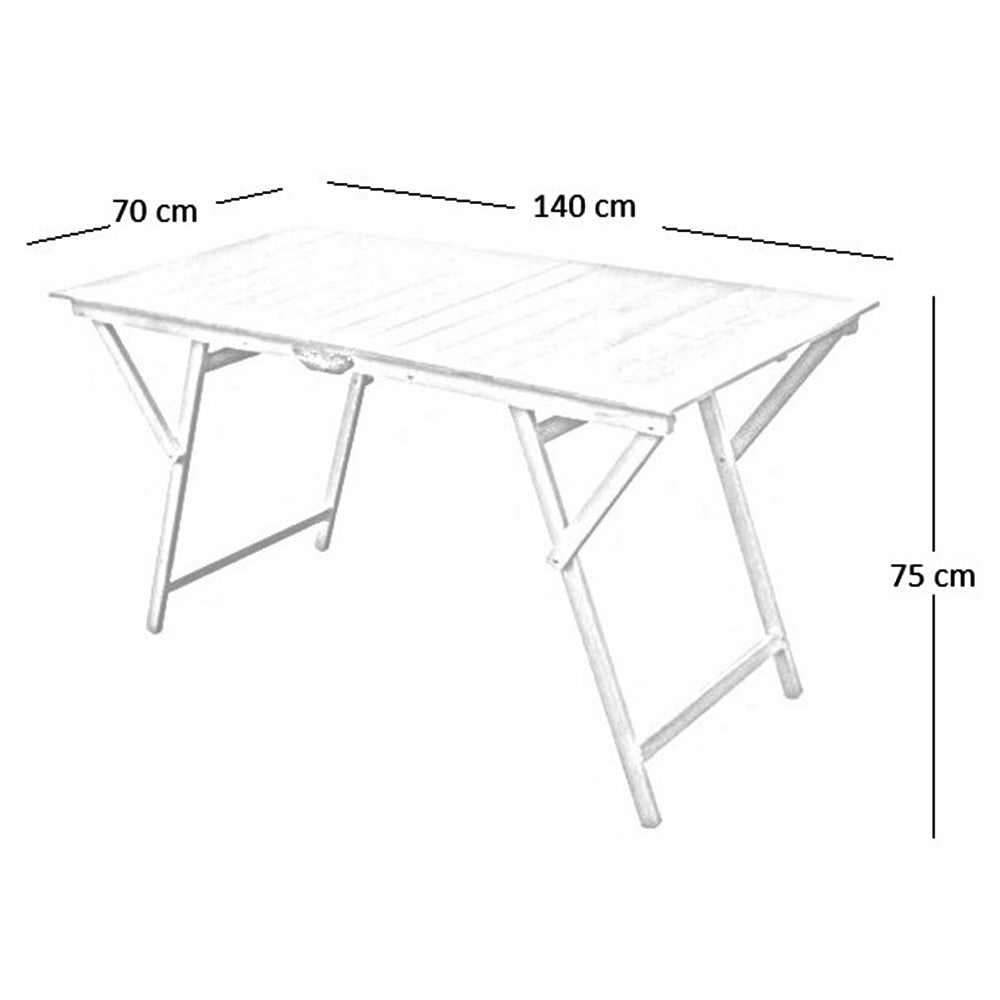 Tavolino in legno naturale richiudibile salvaspazio picnic cm 70 x 140 