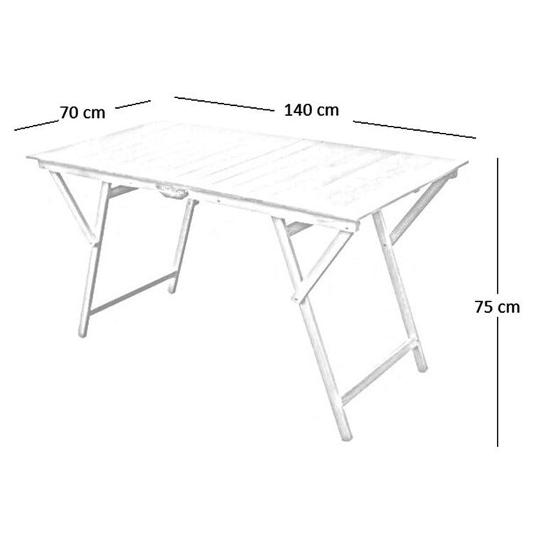 Tavolino in legno naturale richiudibile salvaspazio picnic cm 70 x 140 