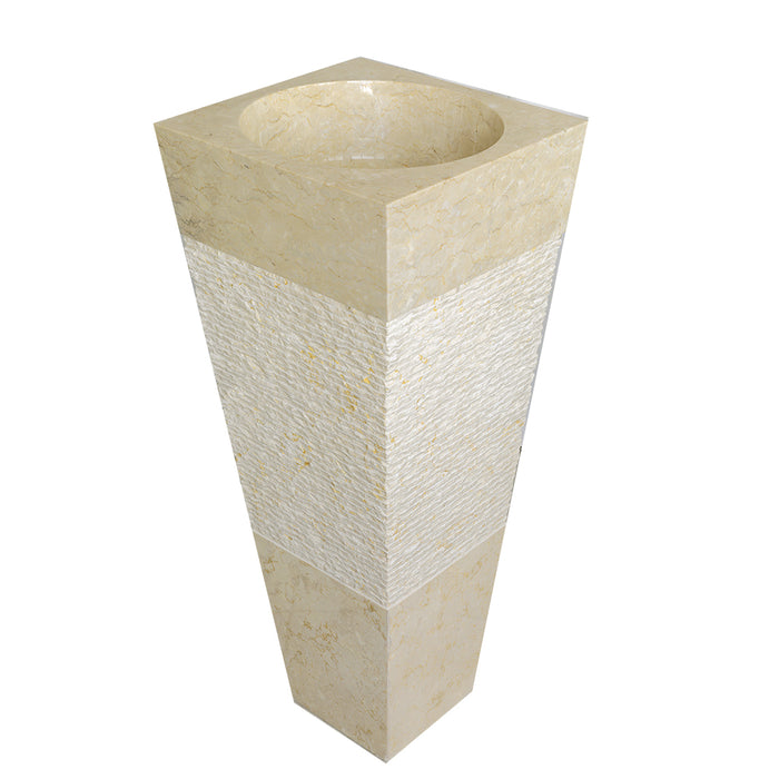 Lavabo freestanding in Marmo Piramide Beige  alto 90 cm e dimensioni 40x40