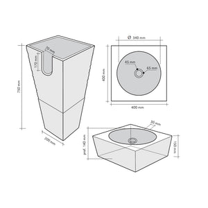 Lavabo freestanding in Marmo Piramide Beige  alto 90 cm e dimensioni 40x40