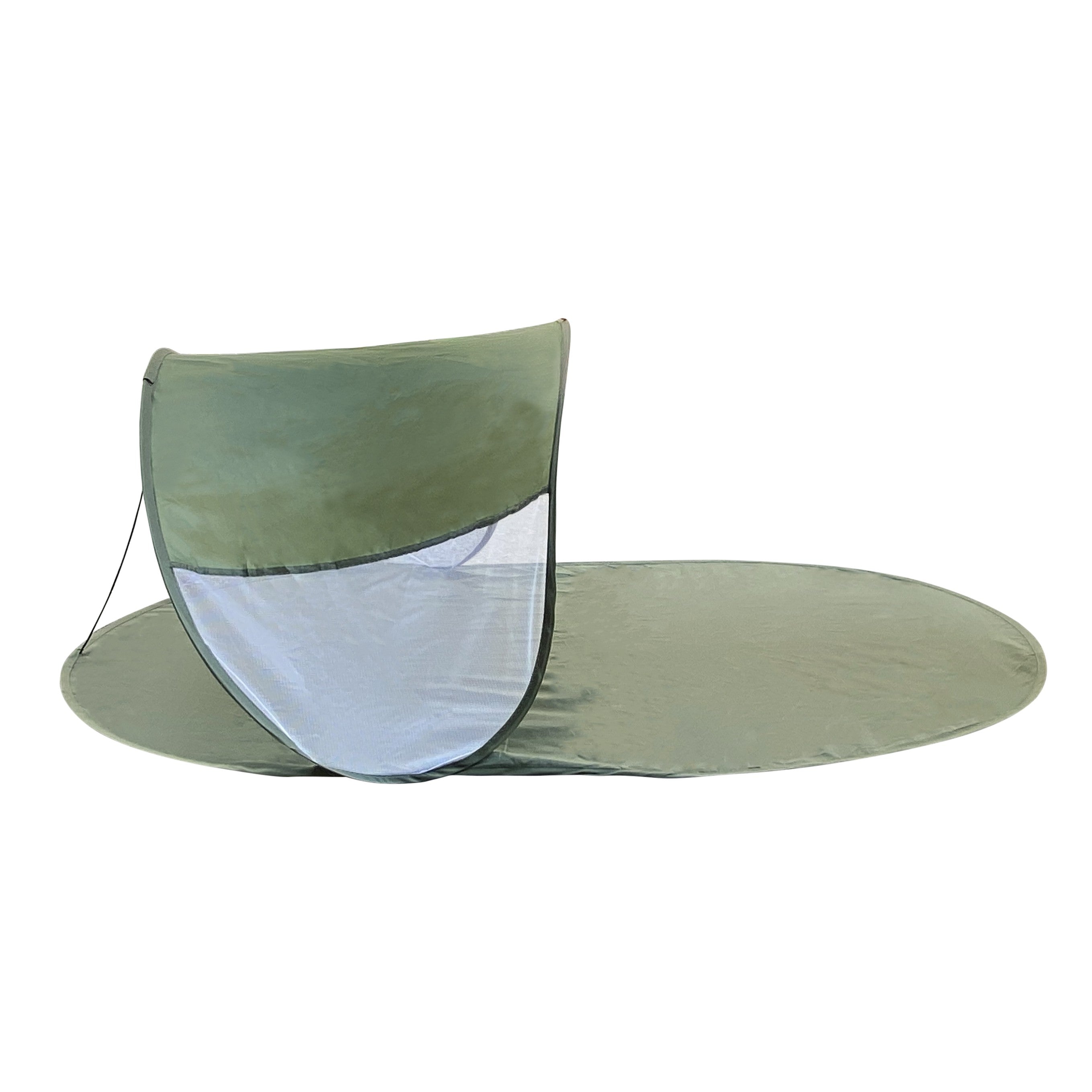 Stuoia da Spiaggia 139x66x58 cm Struttura Pop Up con Parasole Tessuto Impermeabile Verde