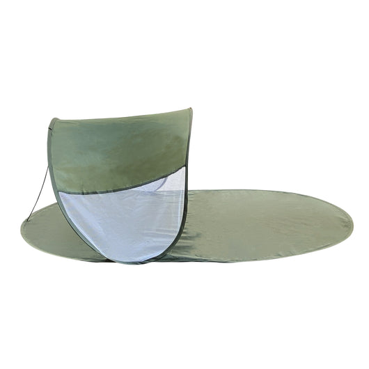 Stuoia da Spiaggia 139x66x58 cm Struttura Pop Up con Parasole Tessuto Impermeabile Verde