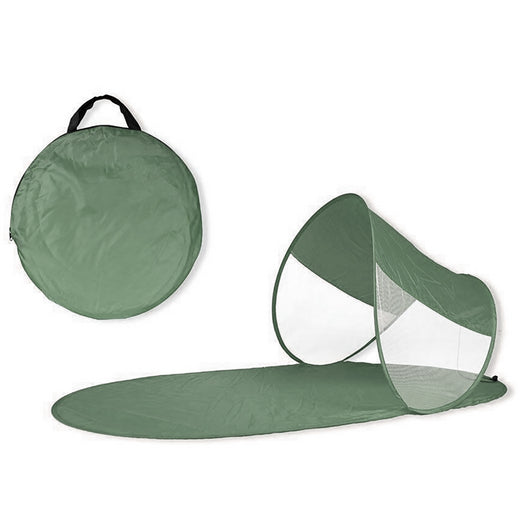 Stuoia da Spiaggia 139x66x58 cm Struttura Pop Up con Parasole Tessuto Impermeabile Verde