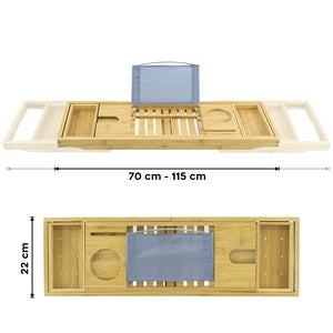 Vassoio Porta Oggetti per Vasca da Bagno Estensibile 70-115 cm in Bambù Naturale