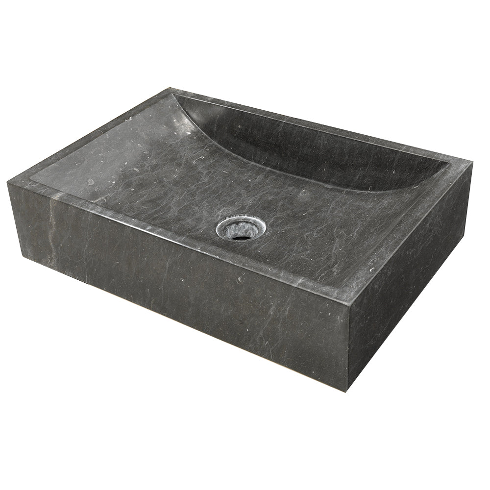 Lavabo da Appoggio in marmo Nero di forma rettangolare 50X35x12h cm