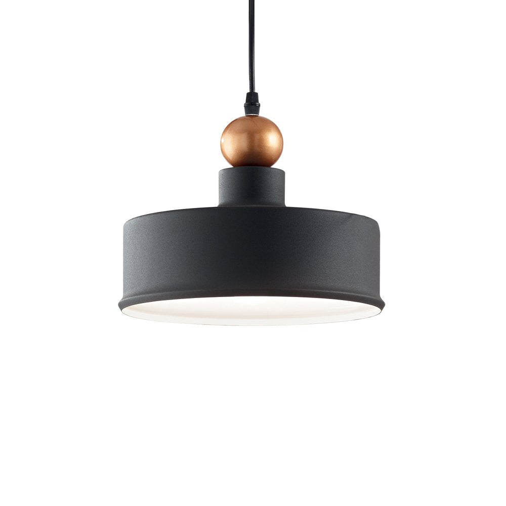 Sospensione Industrial-Minimal Triade-2 Metallo Grigio 1 Luce E27