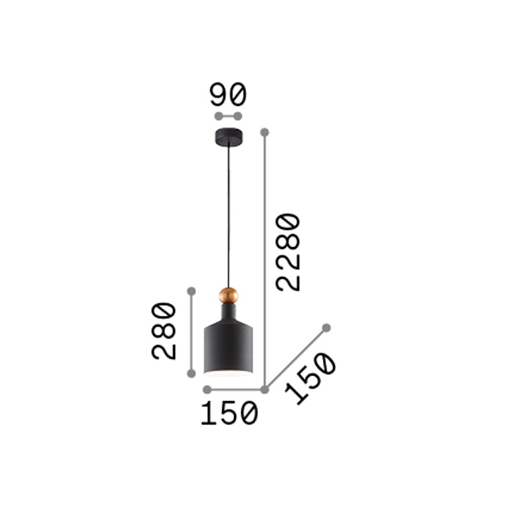 Sospensione Industrial-Minimal Triade-3 Metallo Grigio 1 Luce E27